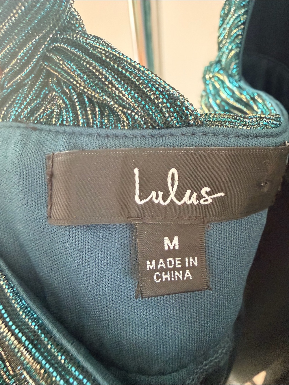 Lulu's Shimmery Teal Plunge Halter Dress - Picture 4 of 6
